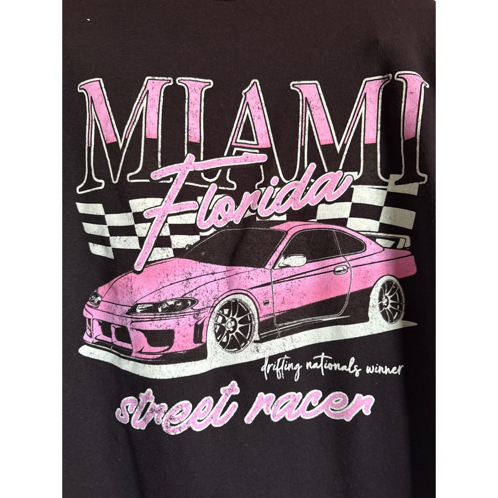 Bowery Supply Co Miami Florida Street Racer Car Graphic Sweatshirt Size L - Picture 7 of 7
